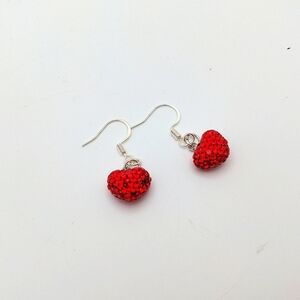 Neon Red Jewel Cherry Drop Earrings